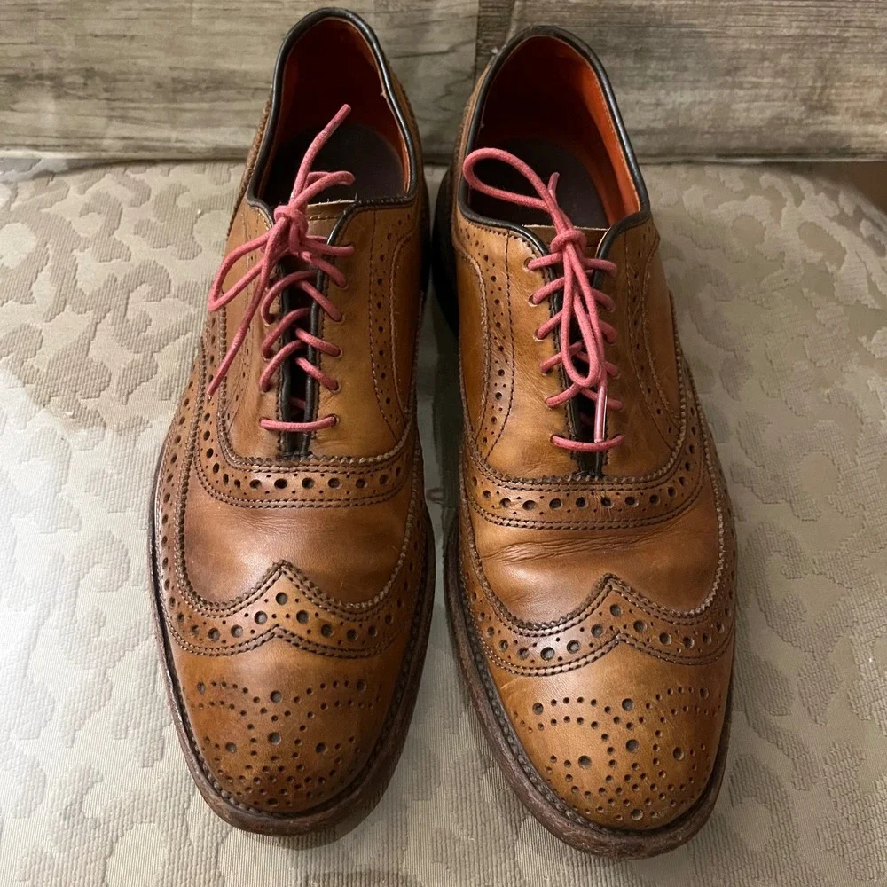 Allen Edmonds McAllister Wingtip Oxford Walnut Leather Mens 7.5 B Dress Shoes